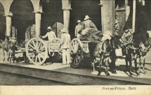 haïti, PORT-AU-PRINCE, Horse Carts (1910s) Postcard