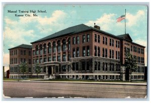 Kansas City Missouri Postcard Manual Training High School Exterior Roadside 1911