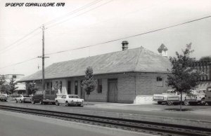 Corvallis Oregon SP Depot Train Station Real Photo Postcard AA33071