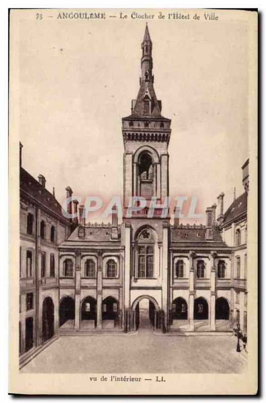 Postcard Old Angouleme The bell tower of the City Hall