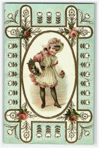 1880s Coffee Lion Trade Card Victorian Spice Woolson Toledo Co Embossed Floral 