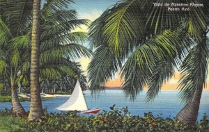 Linen Era, Vista de Nuestras Playas, Puerto Rico,Old Postcard