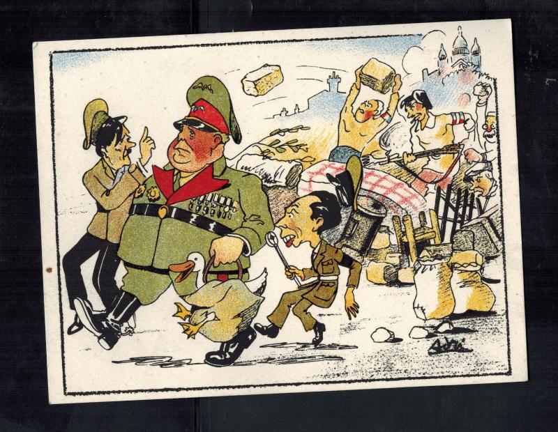 Mint WW2 England Patriotic Postcard Germans Run Off by Resistance