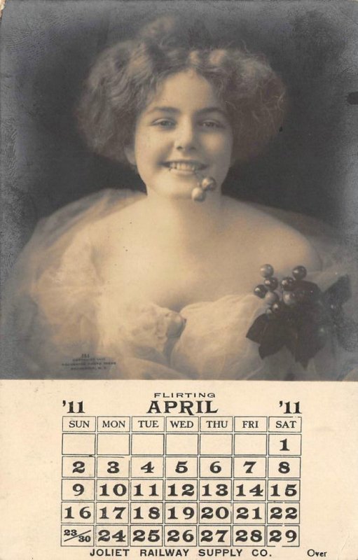 RPPC Joliet Railway Supply Co. Chicago, IL April 1911 Calendar Vintage Postcard