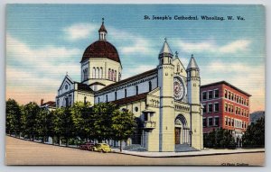Wheeling West Virginia~St Josephs Cathedral~Dome~Rose Window~Towers~Linen PC