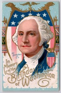 George Washington In Memory of His Birthday Patriotic Portrait Postcard E38
