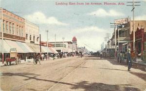 Balke 1909 Looking East 1st Avenue Phoenix Arizona Railroad Tracks Postcard 2110