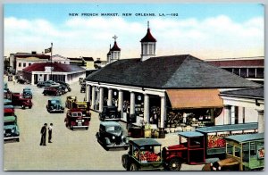 New Orleans Louisiana 1940s Postcard New French Market Cars Delivery Trucks