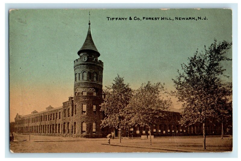 1913 Tiffany & Co. Forest Hill Tower Clock  Newark New Jersey NJ Postcard 