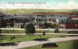 From Hampden Reservoir Reading Pennsylvania Bird's Eye View Buildings Postcard