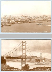 2 RPPC Postcards SAN FRANCISCO, CA ~ Water Front View GOLDEN GATE BRIDGE ca1940s