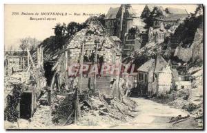 Old Postcard Ruins of Montdidier Rue Becquerel Army