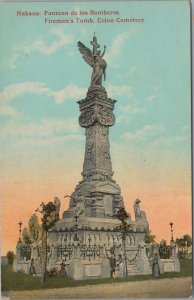 Postcard Firemen's Tomb Colon Cemetery Habana Cuba