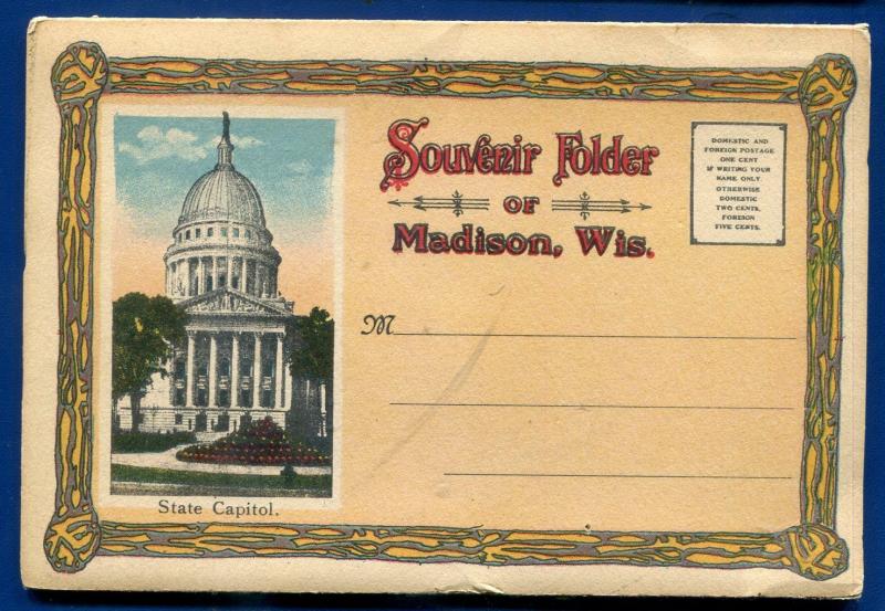 Madison Wisconsin wi Monona Park CNR RR Depot Lake Mendota postcard folder