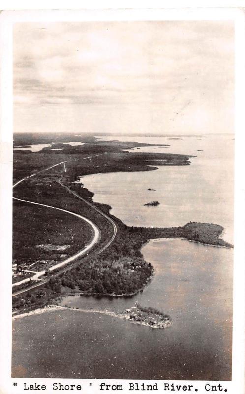 C9/ Blind River Canada Ontario Real Photo RPPC Postcard 1943 Lake Shore Birdseye