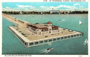 Vintage Postcard 1920's Million Dollar Pier Sunshine City St. Petersburg Florida