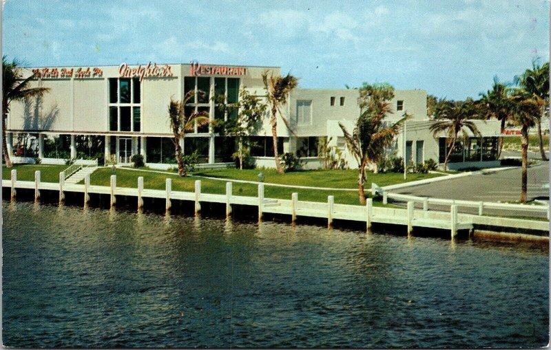 Waterside Creighton's Restaurant Fort Lauderdale Florida FL Palm Trees Postcard 