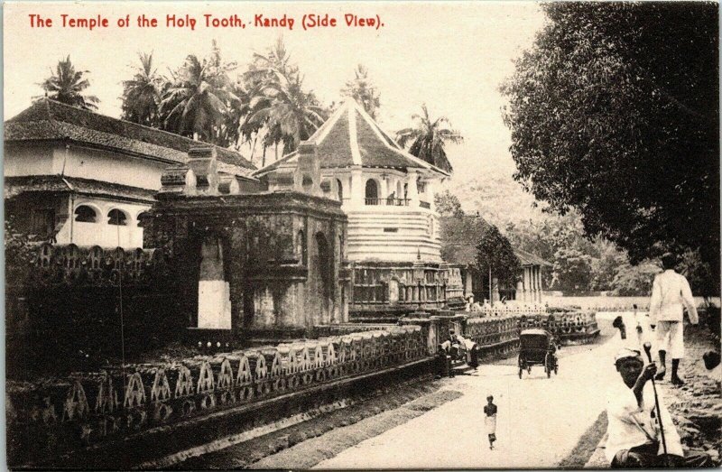 Temple Holy Tooth Kandy Side View Antique Postcard DB UNP Unused Ceylon Union 