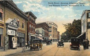 Middletown NY Alhambra Theatre Posters Masonic Temple Old Cars Postcard
