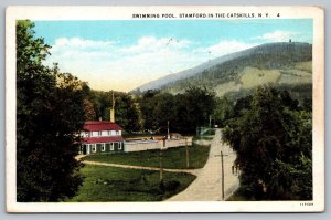 Postcard Swimming Pool Stamford In The Catskills New York NY c1 915