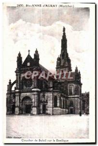 Sainte Anne d Auray - Sunset on the Basilica - Old Postcard