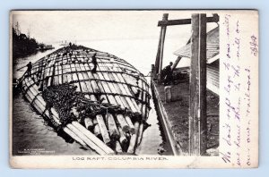 Huge Log Raft Columbia River Washington 1909 H A Vincent UDB Postcard Q2