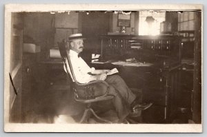 RPPC Gentleman Mr Lamberts Business Office To Merchantville NJ Postcard L27