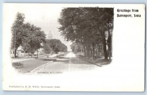 1900 Davenport Iowa IA Vintage Postcard Greetings Kirkwood Boulevard Street Road
