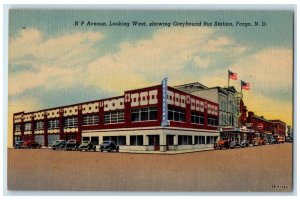 c1940's NP Avenue Looking West Greyhound Bus Station Fargo North Dakota Postcard