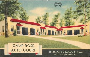 Postcard 1940s Missouri Springfield Camo Rise Auto Court occupational 23-12464