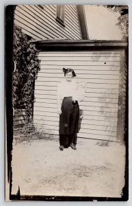 RPPC Edwardian Woman Holding Baby Doll c1908 Real Photo Postcard T23