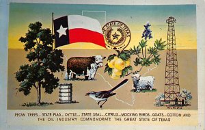 Pecan Trees State Flag Cattle State Seal Unused 