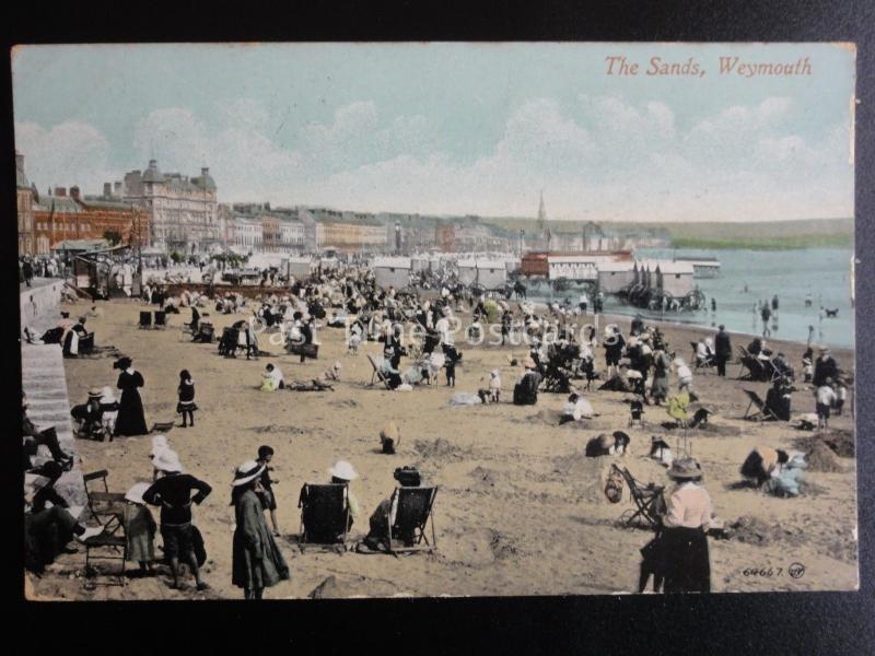 Dorset WEYMOUTH THE SANDS c1910 Old Postcard by Valentines 64667