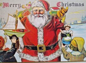 Santa Claus Christmas Postcard Julius Bien 1908 Series 600 Children Sailboat