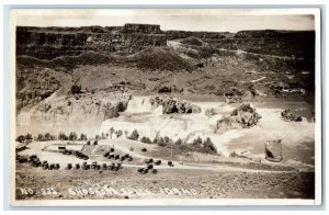 1926 Birds Eye Aerial View Wesley Andrews Shoshone Falls ID RPPC Photo Postcard