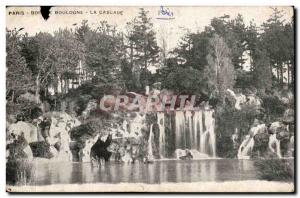 Paris Bois de Boulogne Old Postcard Waterfall