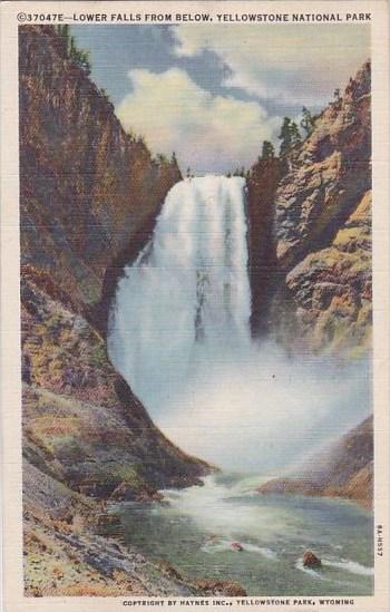Wyoming Yellowstone National Park Lower Falls From Below 1946