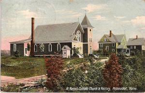 millinocket,me postcard-look back-st.martin's church+rectory