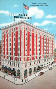 Vintage Postcard 1941 Hotel Rochester Main & Plymouth Ave. Rochester New York NY