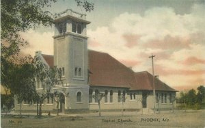 Baptist Church Phoenix Arizona hand colored C-1910 Postcard 8214