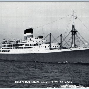 c1940s Ellerman Lines RPPC City of York Steamer Steamship Real Photo TSMV A100