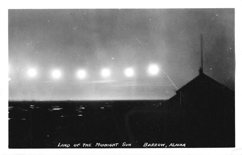 Barrow Alaska Land Of The Midnight Sun Night Lights 1950s Real Photo Postcard Hippostcard