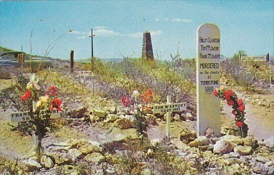 Arizona Tombstone Graves Of Billy Clanton Tom Mclowery & Frank Mclowery B...