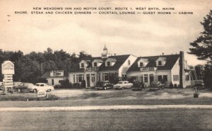 Vintage Postcard 1955 New Meadows Inn & Motor Court Route 1 West Bath Maine ME