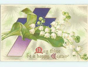 Divided-Back easter LILY OF THE VALLEY FLOWERS & JESUS CROSS r3007