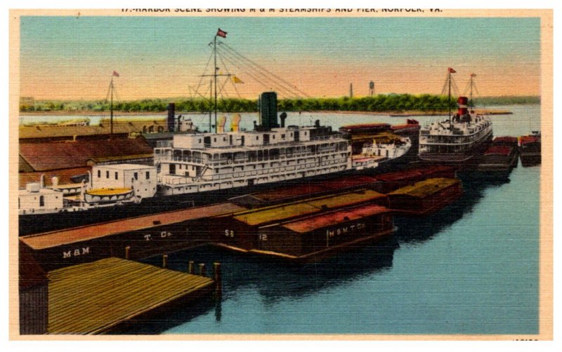 Virginia Norfolk M.M Steamships and Pier