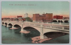 Bridge~Waterloo IA~5th Street Bridge~Ad For Hutchman Realty Co~Vintage Postcard