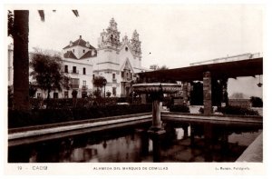 Alameda Del Marques De Comillas Cadiz Spain Black And White Postcard