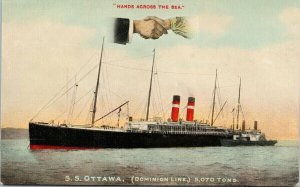 SS Ottawa Dominion Line Hands Across The Sea Unused Postcard E67