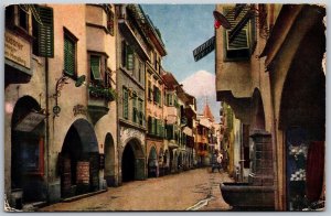 Vtg Merano Via dei Portici Alto Adige Italy South Tyrol Postcard